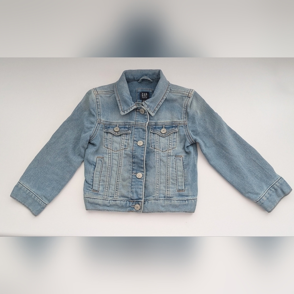 GAP Kids (XS) Unisex Whitewashed/Distressed Light Blue Denim/Jean Jacket